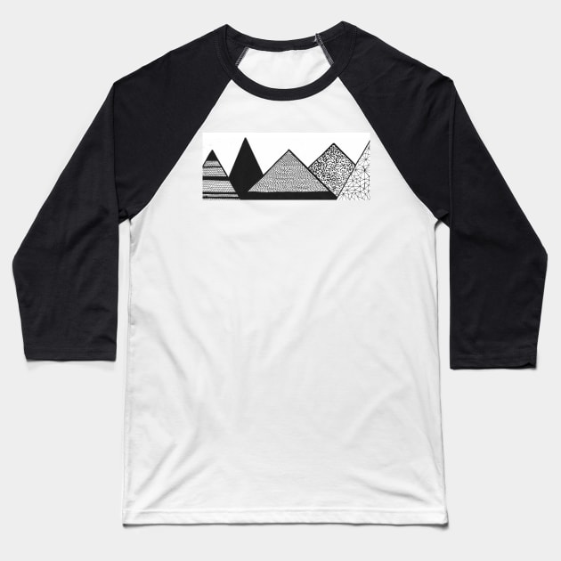 Mountains abstract pattern monochrome Baseball T-Shirt by Nathalodi